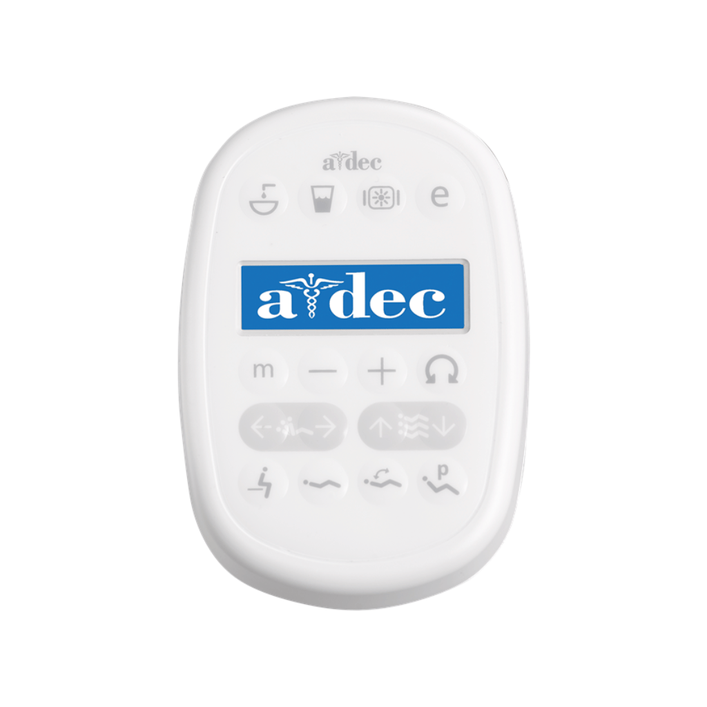 für jede Behandlungseinheit ist das Bedienfeld wählbar, hier sehen wir das A-dec 300 Bedienelement