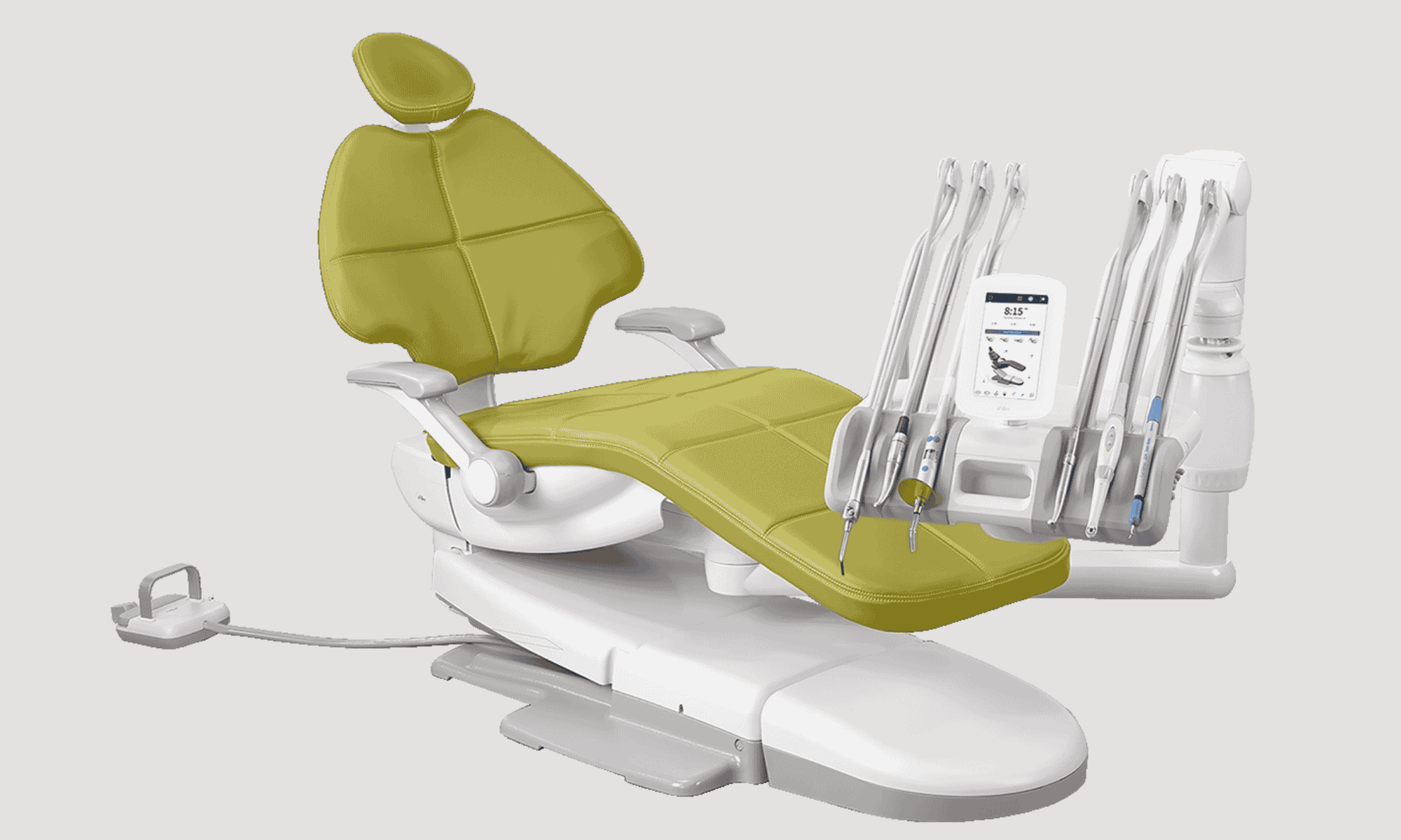 A-dec Zahnarztstuhl in Grün lemongrass mit moderner Behandlungseinheit und ergonomischem Design – Dentalstuhl von BOK Dental, zertifiziertem A-dec Händler in Deutschland.