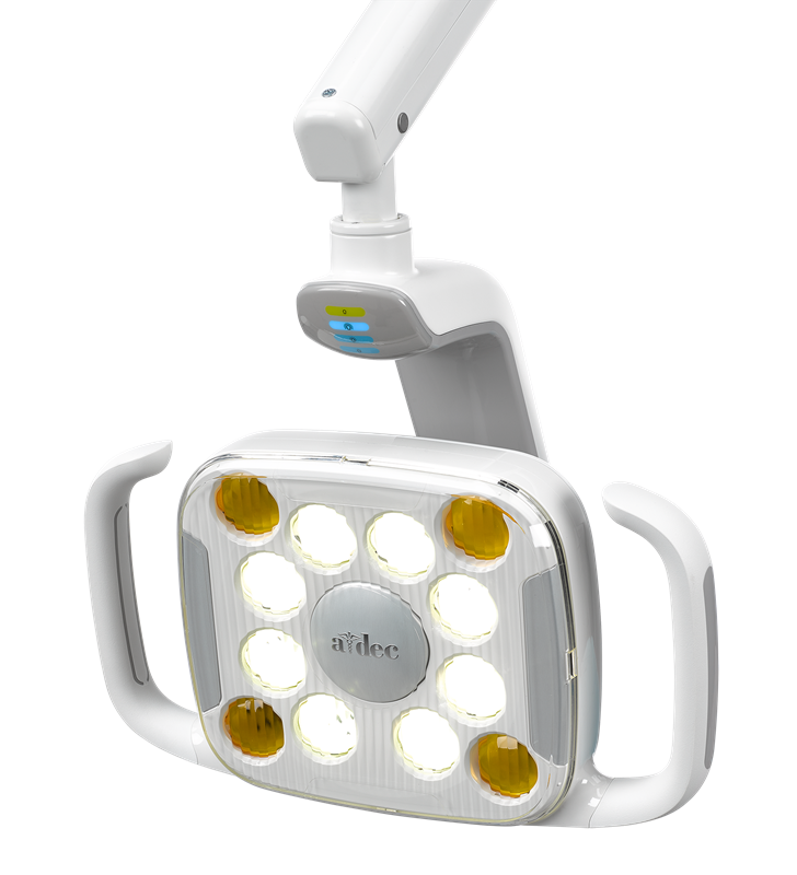 zeigt die neue hellere LED 500 von A-dec